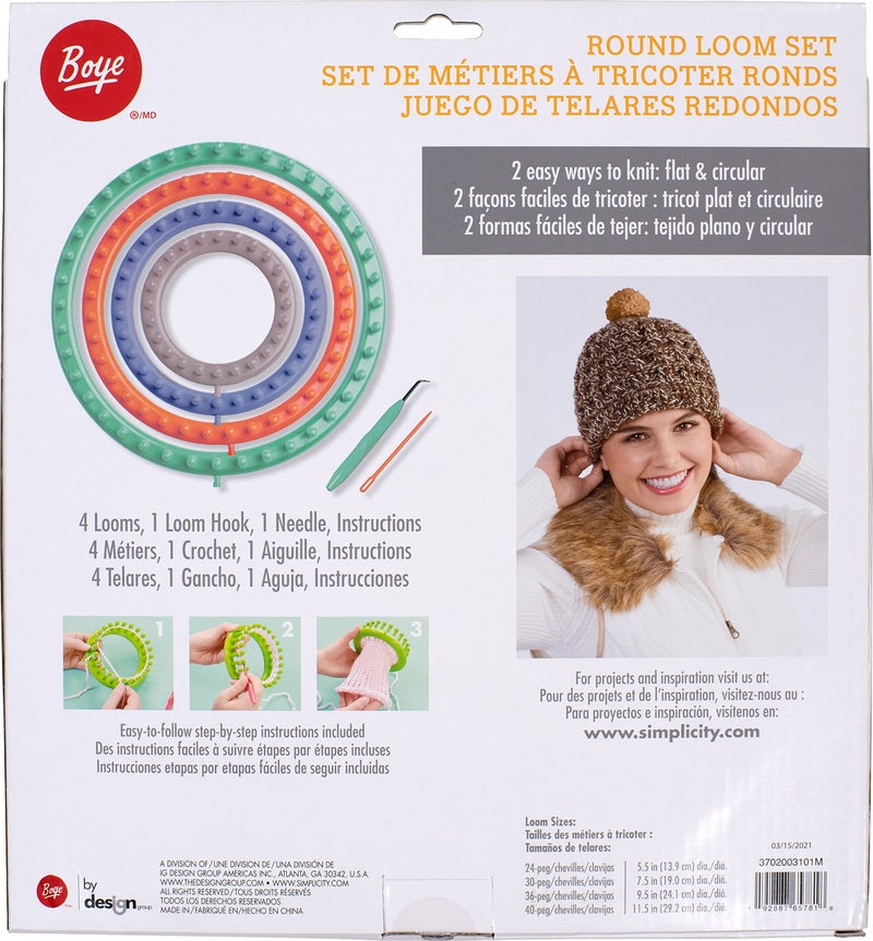 Boye Round Knitting Loom Set, 7pc, 5.5", 7.5", 9.5", and 11.5" D - Image 4